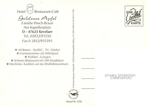 AK / Ansichtskarte Kevelaer Hotel Restaurant Cafe Goldener Apfel Kevelaer