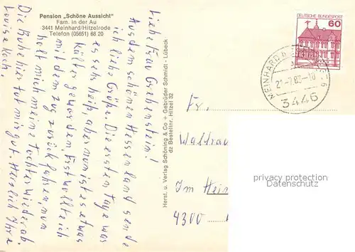 AK / Ansichtskarte Meinhard Pension Schoene Aussicht Meinhard