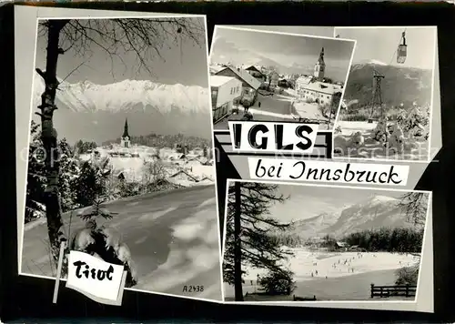 AK / Ansichtskarte Igls_Tirol Panorama Kirche Seilbahn Skipiste Igls_Tirol