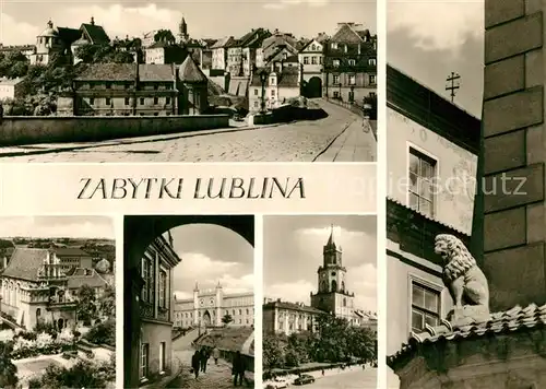 AK / Ansichtskarte Zabytki_Lublina Panorama Sarego Miasta Kosciol karmelitow Zamek Wieza Trynitarska Naroznik kamienicy Pode Lwami 