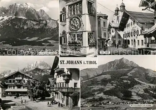 AK / Ansichtskarte St_Johann_Tirol Wilder Kaiser Erker Ortspartie Hauptplatz Kitzbueheler Horn St_Johann_Tirol