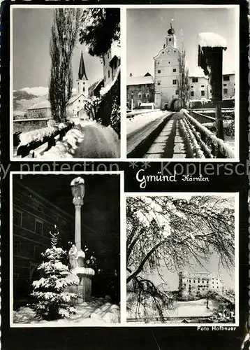 AK / Ansichtskarte Gmuend_Kaernten Kirche Schloss Brunnen Gmuend Kaernten