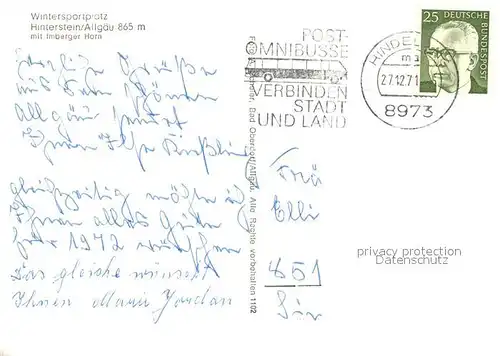 AK / Ansichtskarte Hinterstein_Bad_Hindelang mit Imberger Horn Hinterstein_Bad_Hindelang