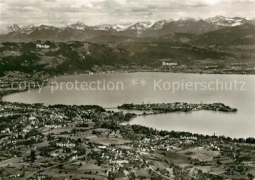 AK / Ansichtskarte Lindau_Bodensee Fliegeraufnahme mit Vorarlberg Lindau Bodensee
