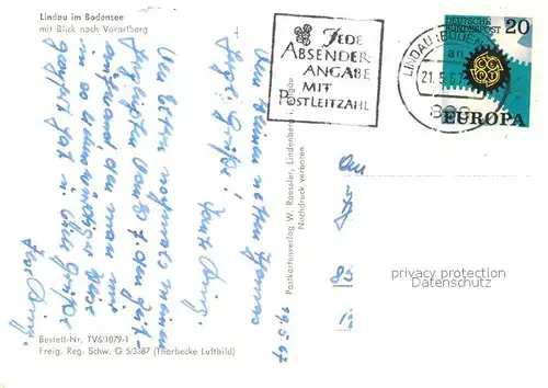 AK / Ansichtskarte Lindau_Bodensee Fliegeraufnahme mit Vorarlberg Lindau Bodensee