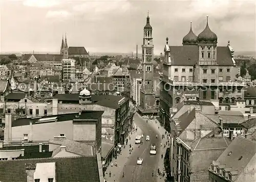 AK / Ansichtskarte Augsburg Maximilianstrasse mit Rathaus und Perlach Augsburg