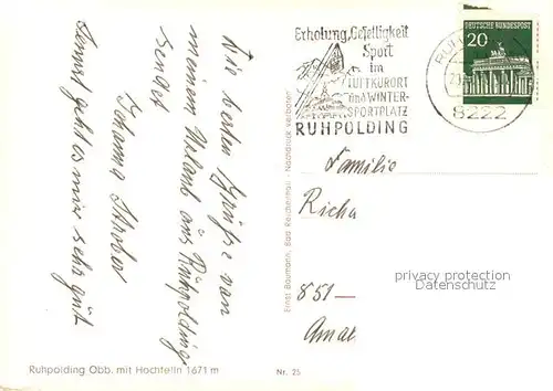AK / Ansichtskarte Ruhpolding mit Hochfelln Ruhpolding