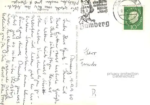 AK / Ansichtskarte Bamberg Altes Rathaus Dom Neue Residenz Michelsberg Bamberg