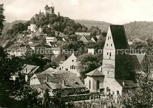 AK / Ansichtskarte Pappenheim_Mittelfranken Blick zur Burg und Galluskirche Pappenheim Mittelfranken