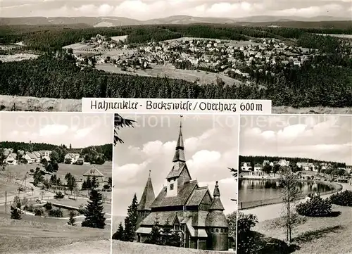AK / Ansichtskarte Hahnenklee Bockswiese_Harz Fliegeraufnahme Teilansichten Kirche Hahnenklee Bockswiese