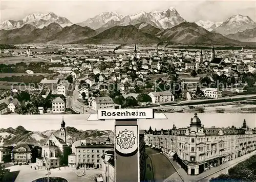 AK / Ansichtskarte Rosenheim_Bayern Fliegeraufnahme Ortspartien Rosenheim Bayern