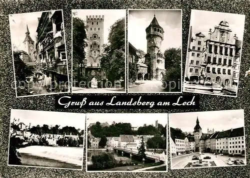 AK / Ansichtskarte Landsberg_Lech Staddttore Rathaus Markt Bruecke  Landsberg_Lech