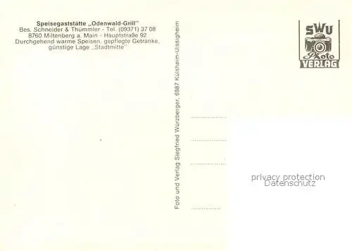 AK / Ansichtskarte Miltenberg_Main Speisegaststaette Odenwald Grill Miltenberg Miltenberg Main