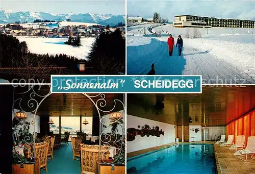 AK / Ansichtskarte Scheidegg_Allgaeu Kurklinik Sonnenalm Schwimmbad Scheidegg Allgaeu