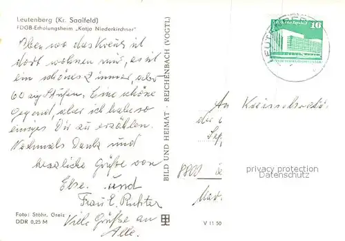 AK / Ansichtskarte Leutenberg_Thueringen FDGB Erholungsheim Katja Niederkirchner Leutenberg Thueringen