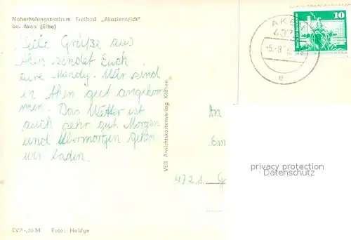 AK / Ansichtskarte Aken_Elbe Freibad Akazienteich Aken_Elbe