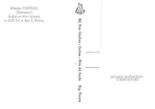 AK / Ansichtskarte Mendelpass Albergo Castello Schlosswirt Mendelpass