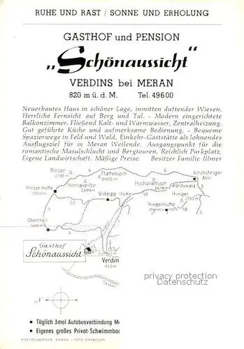 AK / Ansichtskarte Verdins Gasthof Pension Schoenaussicht Verdins