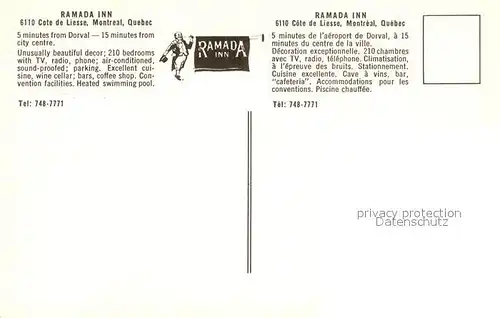 AK / Ansichtskarte Montreal_Quebec Ramada Inn Foyer Montreal Quebec