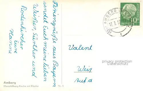 AK / Ansichtskarte Amberg_Oberpfalz Mariahilfberg Kirche mit Kloster Amberg Oberpfalz
