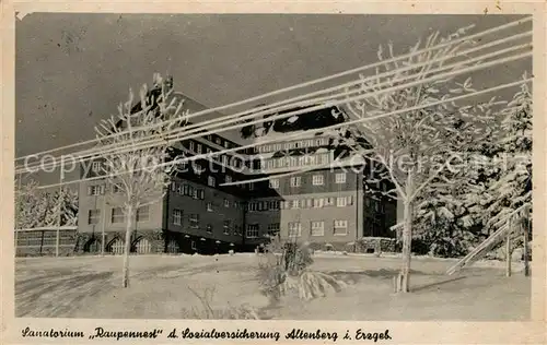 AK / Ansichtskarte Altenberg_Erzgebirge Sanatorium Raupennest der Sozialversicherung im Winter Altenberg Erzgebirge