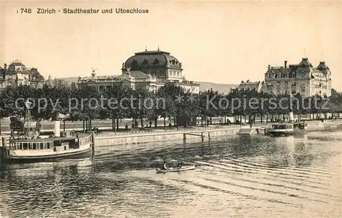 AK / Ansichtskarte Zuerich_ZH Stadttheater und Utoschloss Dampfer Zuerich_ZH