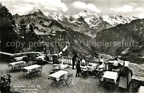 AK / Ansichtskarte Interlaken_BE Hotel Restaurant Harderkulm mit Jungfraugruppe Berner Alpen Interlaken_BE