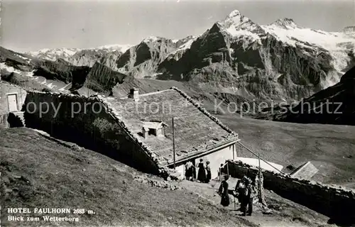 AK / Ansichtskarte Grindelwald Berghotel Faulhorn Blick zum Wetterhorn Alpenpanorama Grindelwald