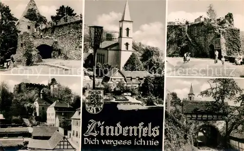 AK / Ansichtskarte Lindenfels_Odenwald Kirche Burg Stadmauern Lindenfels Odenwald