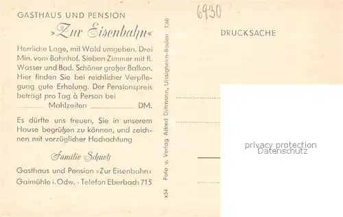 AK / Ansichtskarte Gaimuehle_Eberbach Gasthaus Pension Zur Eisenbahn Panorama Gaimuehle_Eberbach