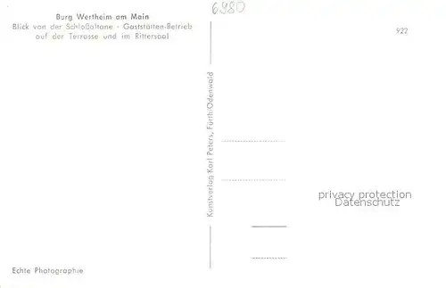 AK / Ansichtskarte Wertheim_Main Burg Wertheim Main