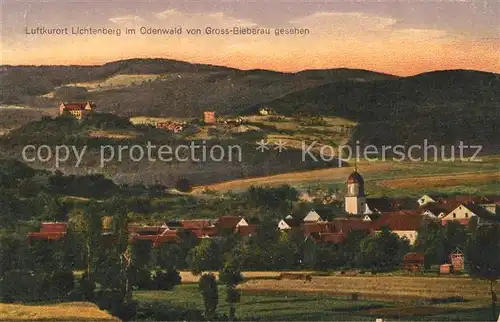 AK / Ansichtskarte Lichtenberg_Odenwald Panorama Kirchturm Lichtenberg Odenwald