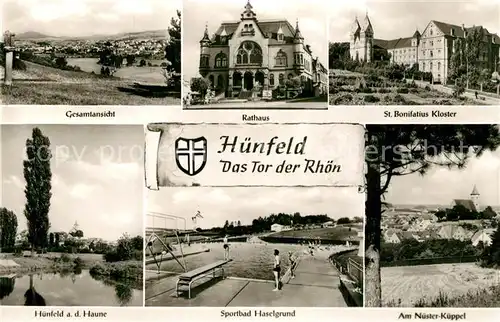 AK / Ansichtskarte Huenfeld Panorama Rathaus Bonifatius Kloster Nuester Kueppel Huenfeld