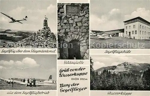 AK / Ansichtskarte Wasserkuppe_Rhoen Segelflug Fliegerdenkmal Segelflugschule Wasserkuppe Rhoen