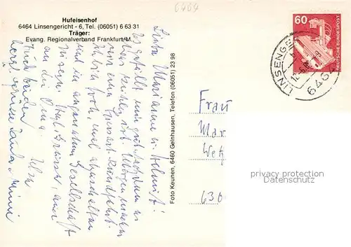 AK / Ansichtskarte Linsengericht Hufeisenhof Schwimmbad Kirche Linsengericht