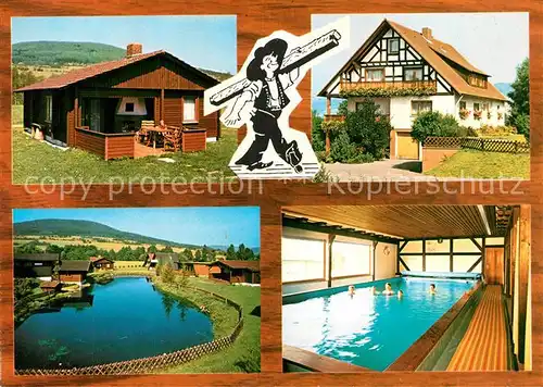 AK / Ansichtskarte Lahrbach_Fulda Ferienhaeuser Hallenschwimmbad Holz Lahrbach Fulda