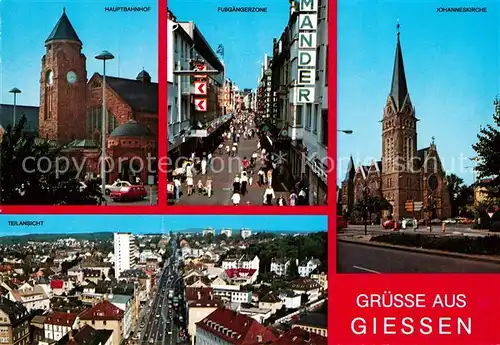 AK / Ansichtskarte Giessen_Lahn Hauptbahnhof Panorama Fussgaengerzone Giessen_Lahn