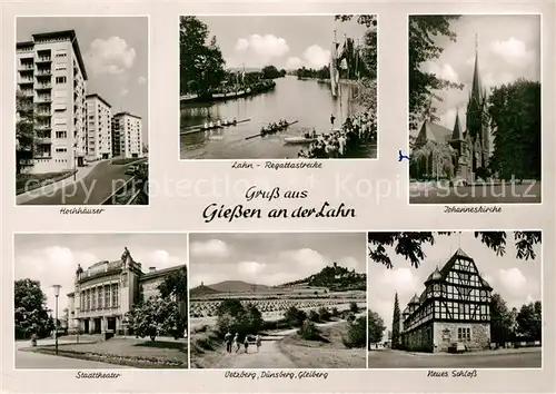 AK / Ansichtskarte Giessen_Lahn Hochhaeuser Johanneskirche Stadttheater Neues Schloss Oetzberg Giessen_Lahn