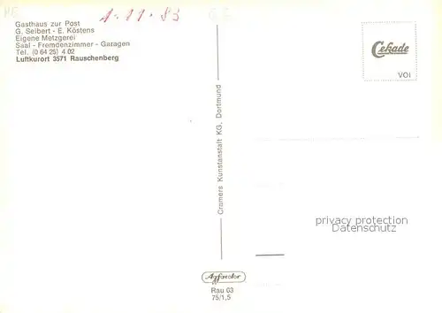 AK / Ansichtskarte Rauschenberg_Hessen Gasthaus zur Post Rauschenberg Hessen