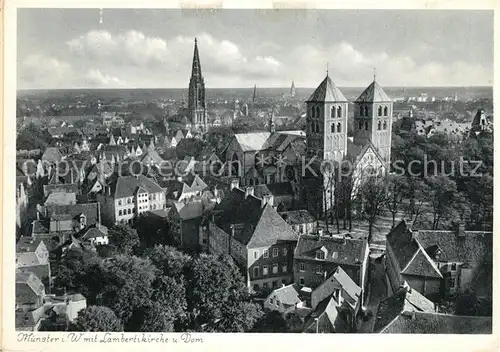 AK / Ansichtskarte Muenster_Westfalen Lambertikirche und Dom Muenster_Westfalen