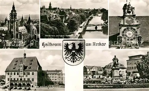 AK / Ansichtskarte Heilbronn_Neckar St Kilian Stadtblick Rathaus Uhr Altes Rathaus Robert Mayer Denkmal Heilbronn Neckar