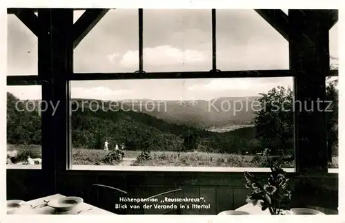 AK / Ansichtskarte Beerfelden_Odenwald Hoehenpension Reussenkreuz Blick ins Ittertal Beerfelden Odenwald