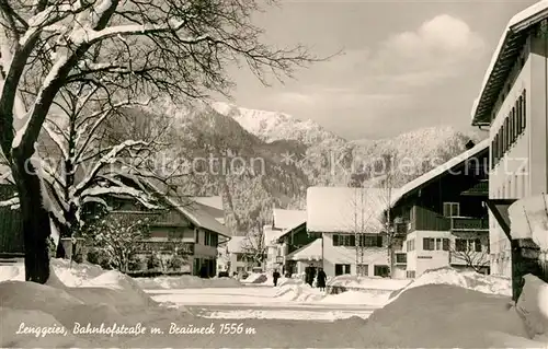 AK / Ansichtskarte Lenggries Bahnhofstrasse mit Brauneck Lenggries