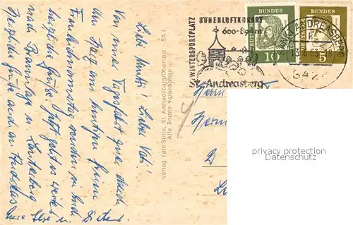 AK / Ansichtskarte St_Andreasberg_Harz Glockenturm Blick von Drei Jungfern Auf der Hoehe Glockenberg Brunnen Schuetzenstrasse Herrenstrasse St_Andreasberg_Harz