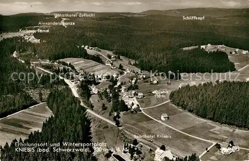 AK / Ansichtskarte Kniebis_Freudenstadt Fliegeraufnahme mit Sporthotel Kniebis und Schliffkopf Kniebis_Freudenstadt