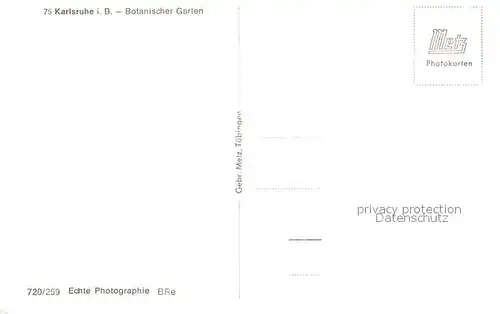 AK / Ansichtskarte Karlsruhe_Baden Botanischer Garten Karlsruhe_Baden