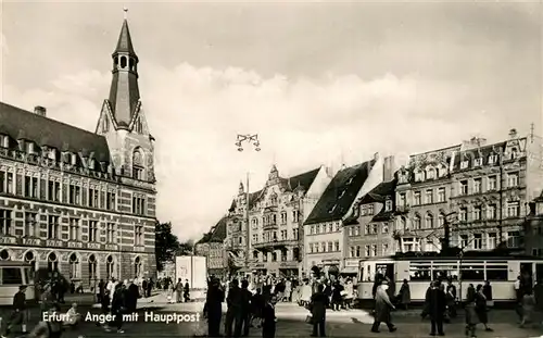 AK / Ansichtskarte Strassenbahn Erfurt Anger Hauptpost  
