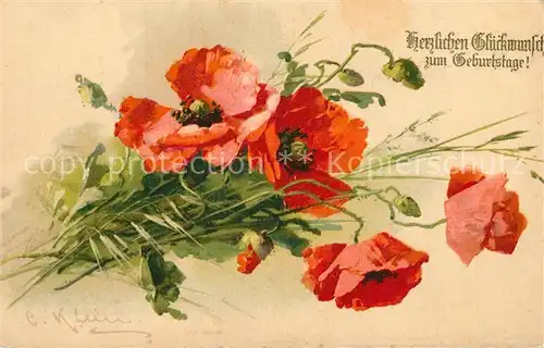 AK / Ansichtskarte Klein_Catharina Geburtstag Mohnblumen  