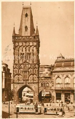 AK / Ansichtskarte Strassenbahn Prag Pulverturm  