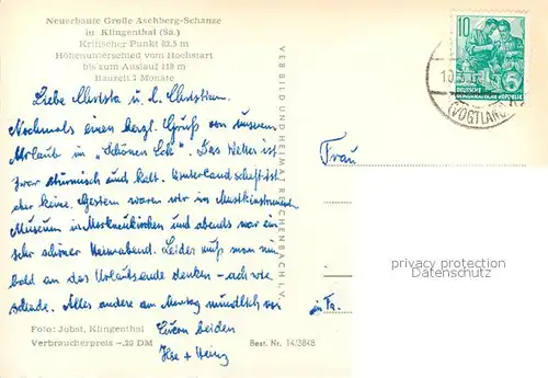 AK / Ansichtskarte Klingenthal_Vogtland Grosse Aschbergschanze Klingenthal_Vogtland